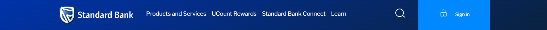 Screenshot showing Standard Bank's Sign in button with visual contrast highlighting